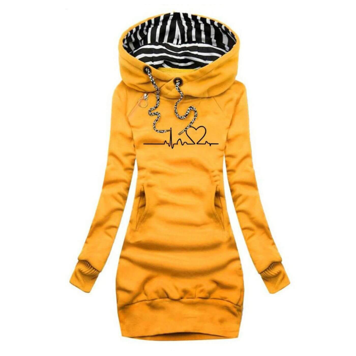 Pauline™ - Robe Sweat à Capuche Imprimé Battement de Cœur