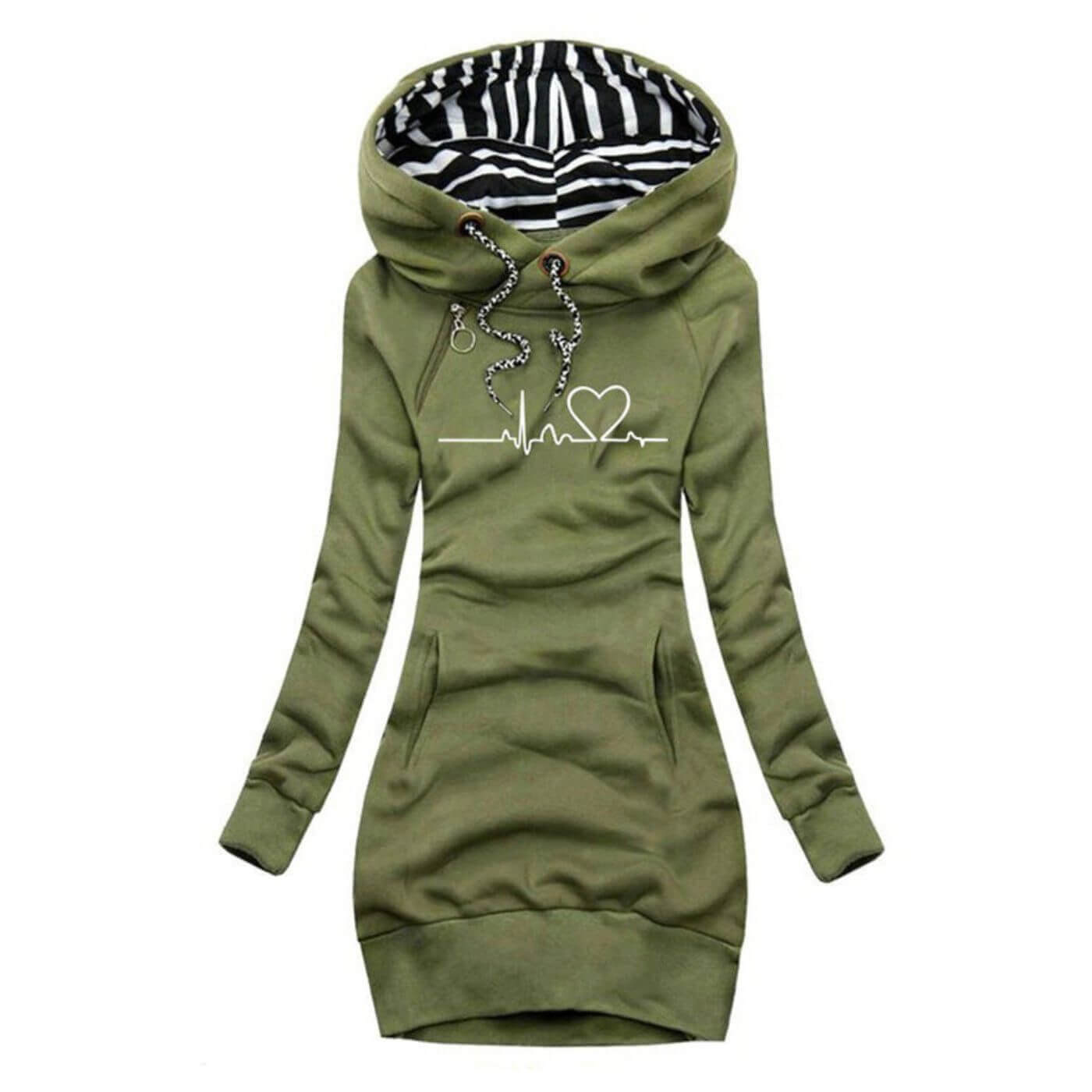 Pauline™ - Robe Sweat à Capuche Imprimé Battement de Cœur